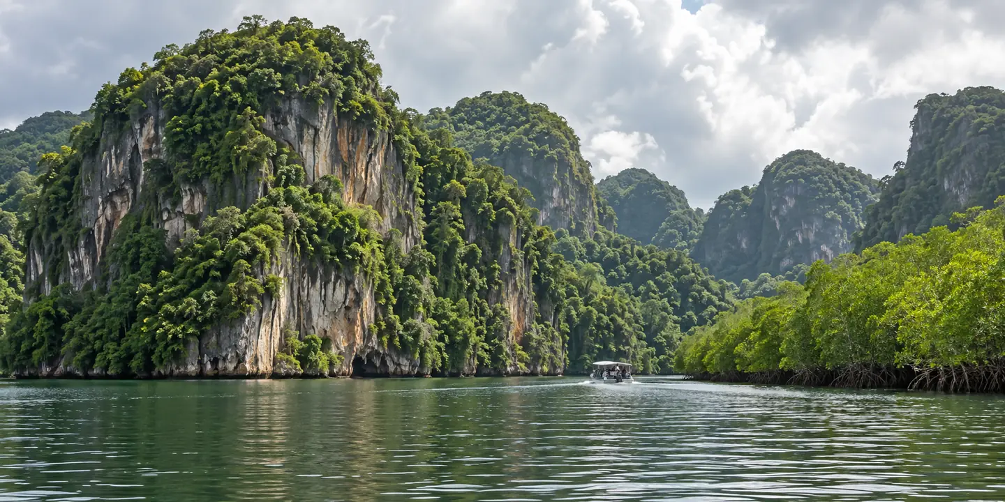 Mangroves and limestone formations in Los Haitises National Park